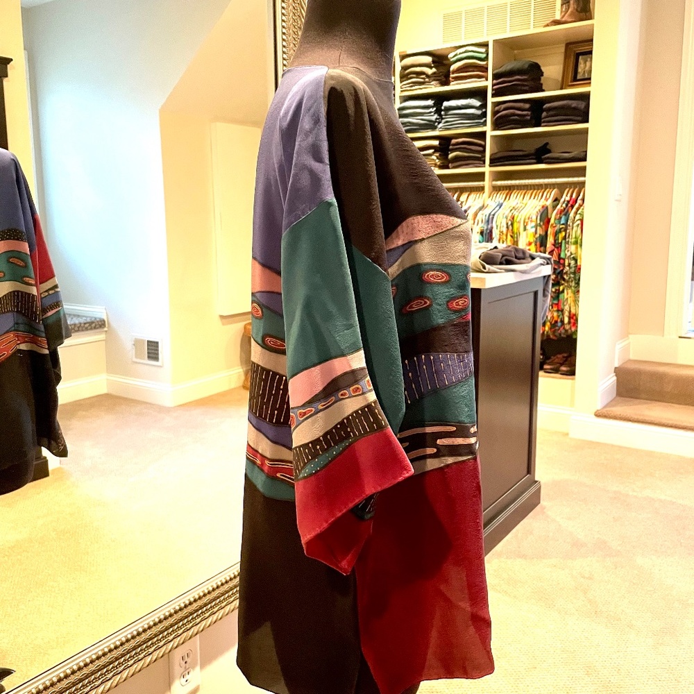 One-of-a-Kind Handpainted Silk Wearable Art Top - Picture 3 of 8
